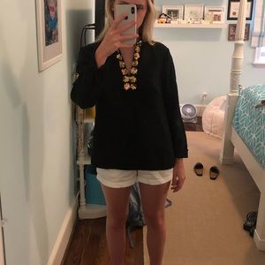 Tory Burch black embellished blouse